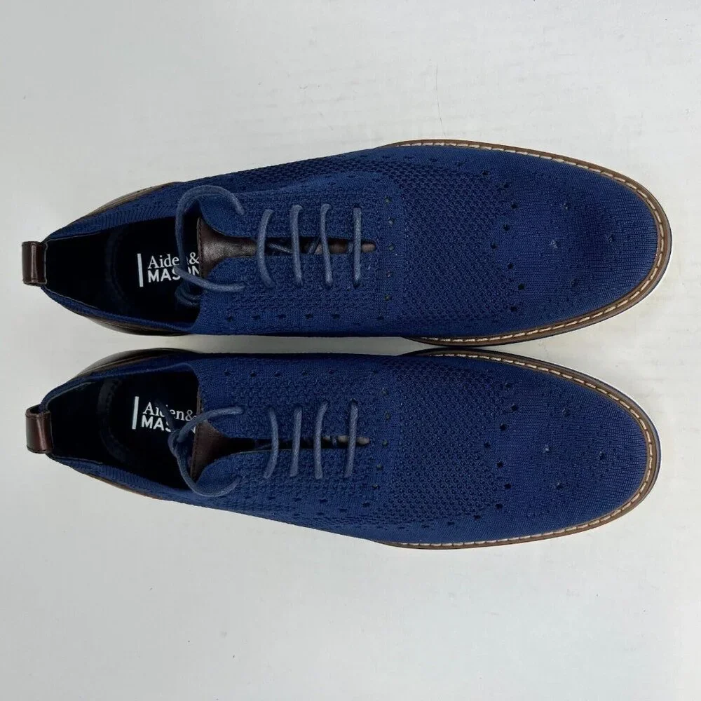 Aiden & Mason Mens AM-Albert3 Blue Oxford Wingtip Mesh Size 10.5M Casual Shoes